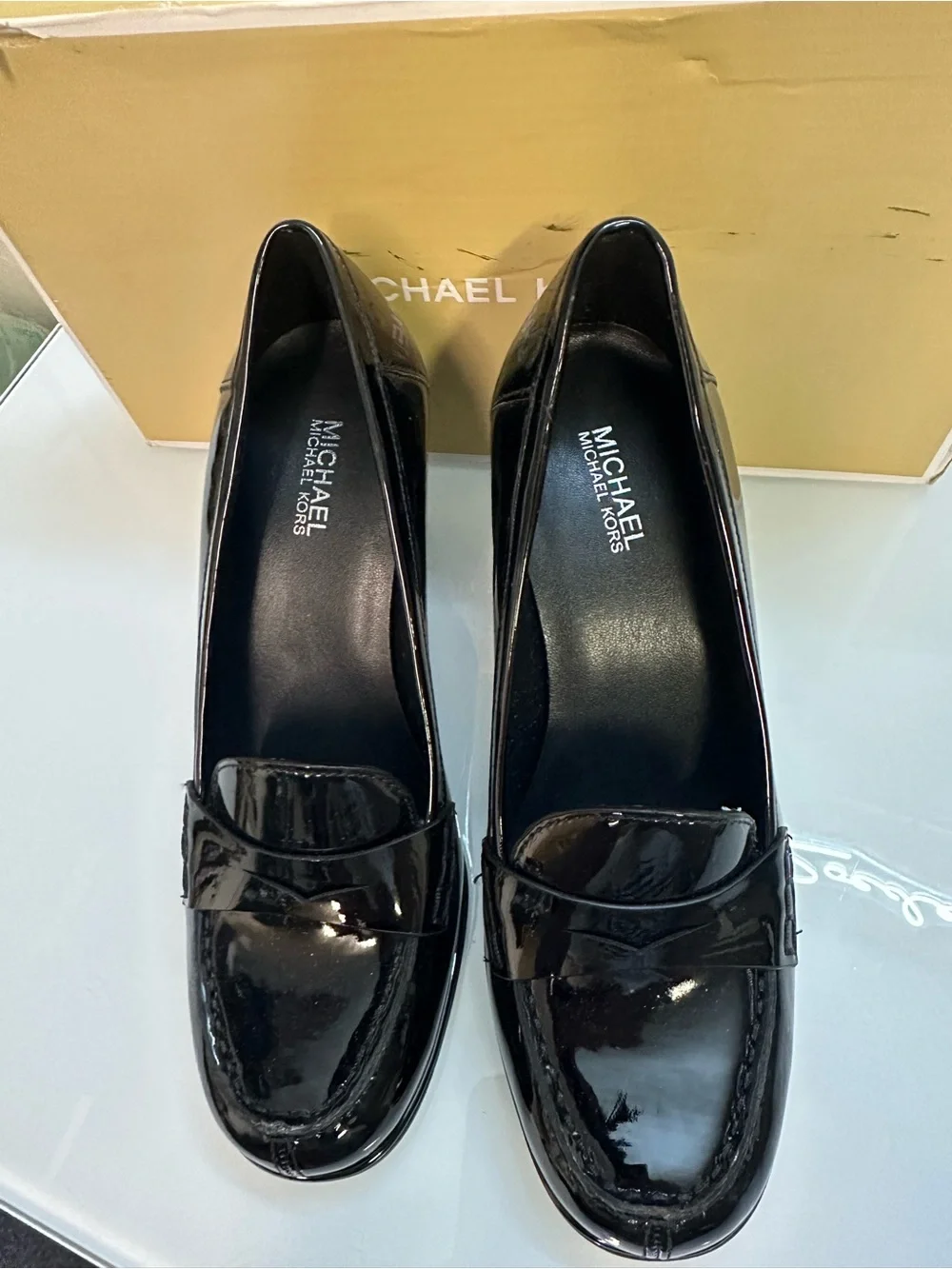 Michael Kors Buchanan Mid Loafer Women’s Black Patent Shoes US 5.5M NIB